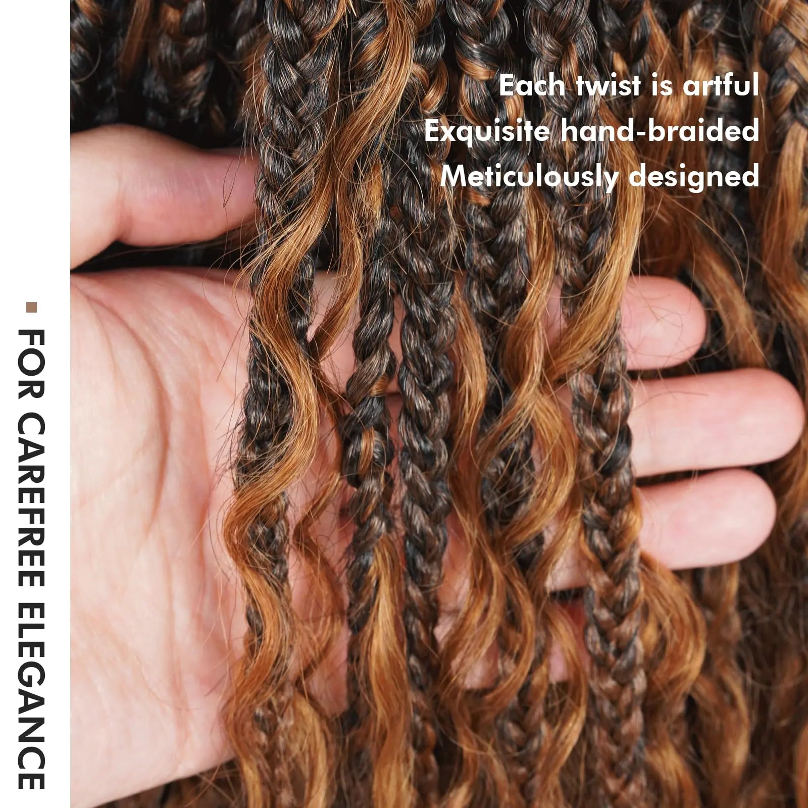 ( US ONLY) FAST SHIPPING HB | Toyotress® Boho Braids With Human Hair Curls Handmade Pre-Looped Crochet Boho Box Braids (96 Strands In All) Toyotress